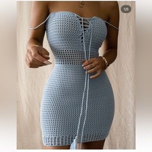 JLUXLABEL blue crochet dress